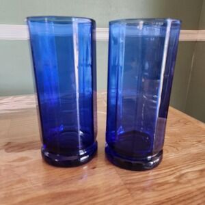 Vintage Anchor Hocking Essex Cobalt Blue Tumbler 16oz Glasses Set of 2